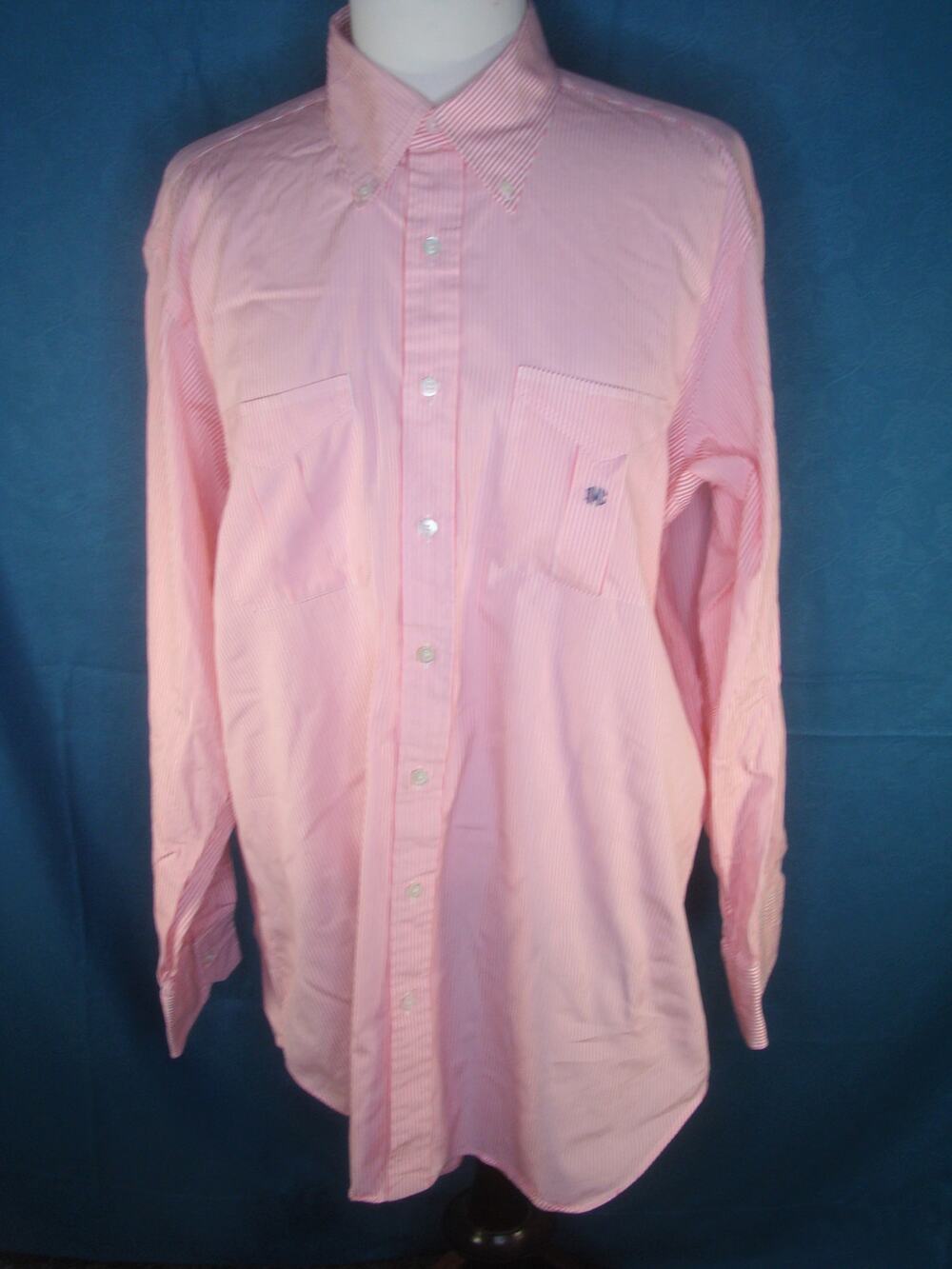 Hamilton Shirt Co Men’s Pink w/White Bengal Stripe Long Sleeve Dress shirt.